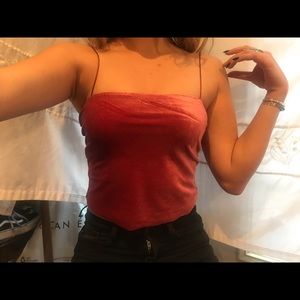 Pink velvety crop top